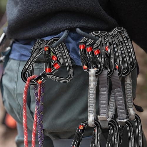 Auto Locking Carabiner Clips - 28KN (6172lbs) Heavy Duty Caribeaners ，2PCS Large Carabiner Clip for Keychains，Hammock，Camping, Gym, Hiking, Outdoor ，Dog Leash thumbnail 6