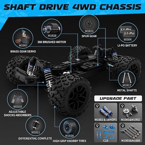 HAIBOXING 18859 1:18 Scale All Terrain RC Car, Hobby 4WD Remote Control Car | 2.4GHz Electric RC Vehicle 36 KPH High Speed 4X4 Waterproof Off-Road RC Truck with Two Rechargeable Batteries for RC Driving thumbnail 4