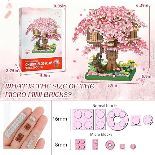 NEWABWN Cherry Blossom Bonsai Tree Mini Micro Building Set, Japanese Sakura Tree House Model Sets for Adults, Flowers House Mini Bricks Building Kit, Creative Gift Toys for Teens 14 (2028PCS) thumbnail 3
