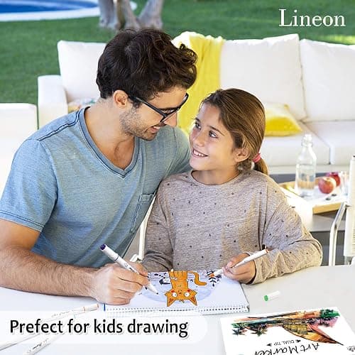 Dual Tip Alcohol Based Art Markers, Lineon 30 Colors Alcohol Marker Pens Perfect for Kids Adult Coloring Books Sketching and Card Making thumbnail 2