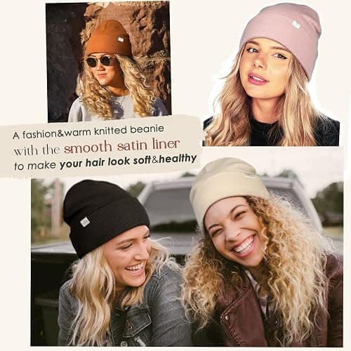 YANIBEST Satin Lined Beanie for Women Reduce Frizz Winter Hats for Women Men Silk Lining Soft Slouchy Warm Cuffed Less Static thumbnail 6