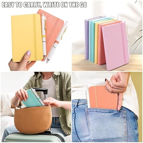 Aneco 50 Sets Pocket Notebook Journals with Pens, A6 Mini Hardcover PU Leather Lined Notebooks 3.5 x 5.5 Inch College Ruled Notepad With Pen Holder for Office School Supplies, Pastel Color thumbnail 6