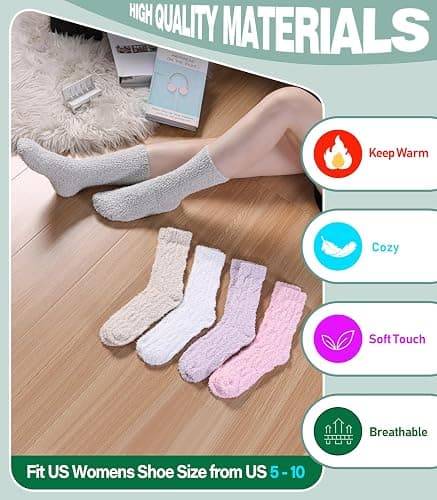 DOSKONI Fuzzy Socks for Women Fluffy Slipper Socks Cozy Winter Warm Soft Microfiber Plush Home Sleeping Gift Socks thumbnail 6