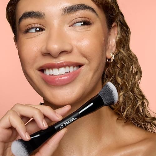 e.l.f. Cream Blush & Bronzer Duo Brush | 2-in-1 Makeup Brush for Blending & Layering Cream Formulas, Creates Seamless Glow, Vegan & Cruelty-Free thumbnail 4