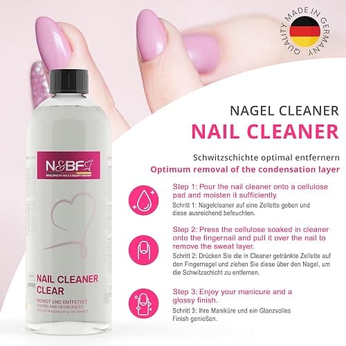 NAILS FACTORY | N&BF Nagel Cleaner Set 1000ml | Dispenser Pumpflasche | 1000 Zelletten Cellulose Pads (2 Rollen à 500 Stück) | 70% Isopropanol-Alkohol isopropylalkohol 1L | für Gelnägel | (Blau 150) thumbnail 5