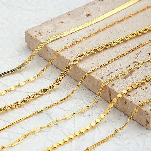 Amicon Gold Bracelets for Women,Dainty 14K Gold Plated Stack Set Trendy Stackable non tarnish Paperclip Chain Bracelets Gold Jewelry Sets Gifts for Women thumbnail 7