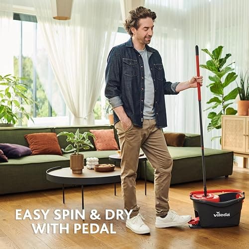 Vileda Turbo 2in1 Spin Mop & Bucket Set with Foot Pedal | Telescopic Handle (Up to 123cm) & 2in1 Microfibre Mop Head | Deep Cleaning, Removes 99% of Dirt with Water | Eco‑Friendly Amazon Packaging thumbnail 3