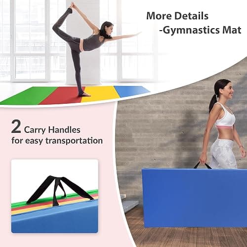 Aurorafy Gymnastics Mat 4'x8'x2" Folding Exercise Mat with Carrying Handles | High Density Tumbling Mat with PU Leather Surface for Home Gym, Yoga, Pilates, Stretching, MMA, Core Workouts, Gym Training thumbnail 6