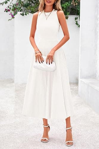 PRETTYGARDEN Spring Casual Dresses for Women 2026 Summer Business Work Midi Sleeveless A Line Pleated Cocktail Dress thumbnail 7