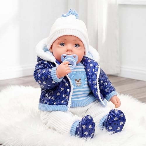 BiBi Doll 20" Baby Boy Doll - Large Lifelike Size, Soft Body, with Dummy & Sounds in Blue Coat Outfit, Toy for Boys & Girls Aged 18 Months+ thumbnail 2