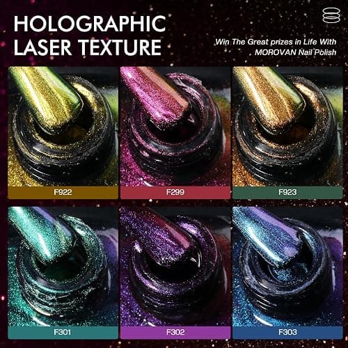 Morovan Fingernail Nail Polish Set: Holographic Metallic Lacquer Air Dry Nail Polish Regular Nail Pack 0.27oz Glitter Finger Nail Bulk Toenail Polish Kit Halloween Fall Gift for Women thumbnail 3