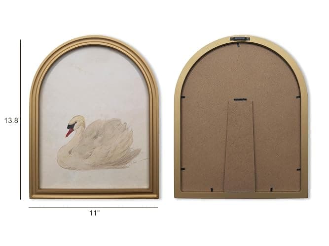 TwoDays Gold Vintage Arched Wood Framed Wall Art – Swan Canvas Picture for Home Aesthetic Wall Decor, Cottagecore Farmhouse Artwork Prints for Living Room, Bedroom (11" x 13.8") thumbnail 2