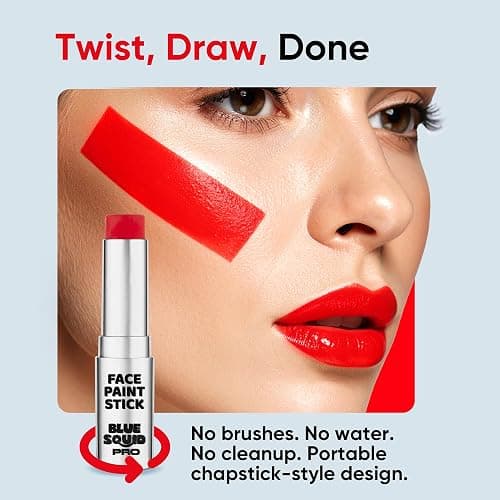 Blue Squid PRO 12 Color Pack Face Paint Stick - Waterproof Body Paint for Adults & Kids Eye Black Baseball, Softball - Vegan Hypoallergenic Twist-Up Non-Toxic Makeup Stick for Cosplay, Sports & SFX thumbnail 5