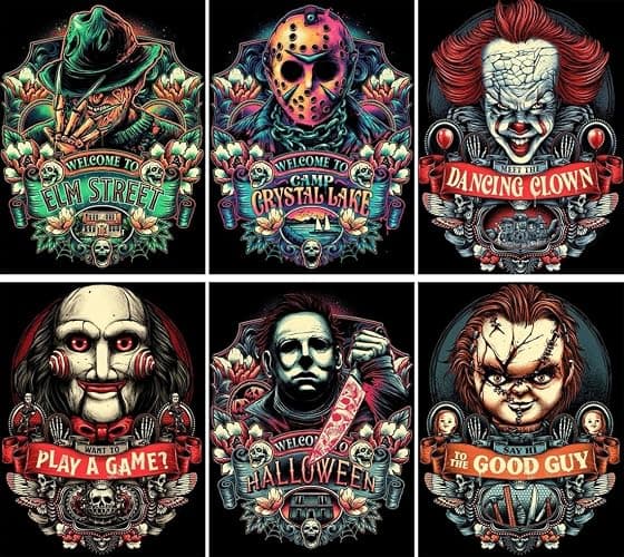 6 Pack Halloween Diamond Painting for Adults - 5D Horror Diamond Art Kits for Adults,Full Drill Diamond Dots DIY Diamonds Pictures Gem Crafts for Home Wall Decor Gifts(11.8x15.7inch) - Image 1
