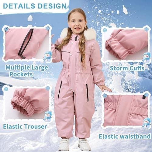 AiWMGL Toddler Snowsuit 2T 3T 4T 5T Baby Boy Girl Winter Snow Ski Suit Clothes Hooded Jumpsuit Romper Coat Outwear thumbnail 5