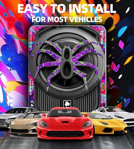 UPWINGSPIRAL 1200W 10" Car Subwoofer, Slim Under Seat Powered Subwoofer and Amp Package with RGB Light, Individual Control for Low Pass/Gain/Boost Bass, Deep Bass Perfect for Truck/SUV/Jeep/MPV thumbnail 7
