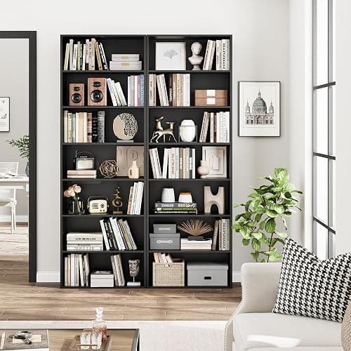 FACBOTALL 82" Tall Bookshelf Black Bookcase, 7-Tier Open Display Shelves | Extra Tall Bookcase with Storage, Floor to Ceiling Bookshelves, Narrow Bookshelf Home Decor Furniture for Office, Living Room thumbnail 4