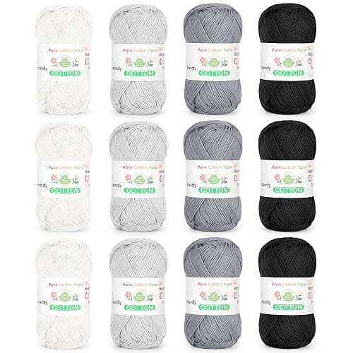 Katech 1OO% Cotton Yarn for Crocheting & Knitting–Baby Cotton Yarn (E) | 12-Color of 137 Yards/1.76 oz Sport Weight CYC #2-Soft & Breathable-Ideal for Dishcloths, Baby Clothes, Potholders & Crafts - Image 1
