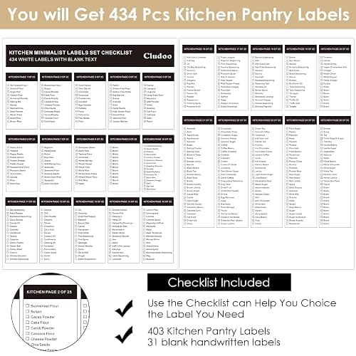 434 Pcs Kitchen Pantry Labels for Food Containers with DIY Blank Labels | 3 Sizes Preprinted White Minimalist Waterproof Pantry Labels, Kitchen Organization Labels for Jar, Bottles,Boxes Storage Bins thumbnail 3