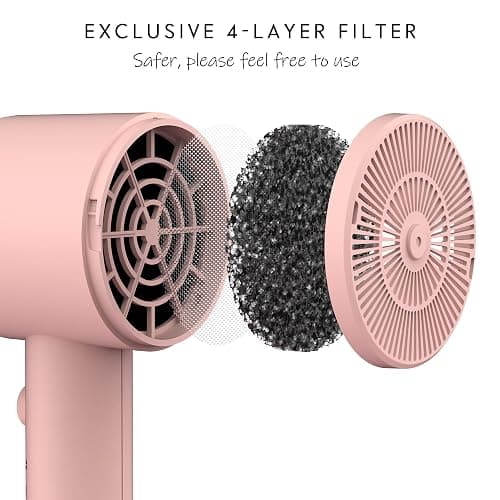 AINA Hair Dryer with Diffuser, Blow Dryer for Women | Advanced Ionic Technology, Ceramic Coating | Cold Shot Features Turbo Heat for Fast Drying and Shine 110V/ALCI (Babe Pink) thumbnail 2
