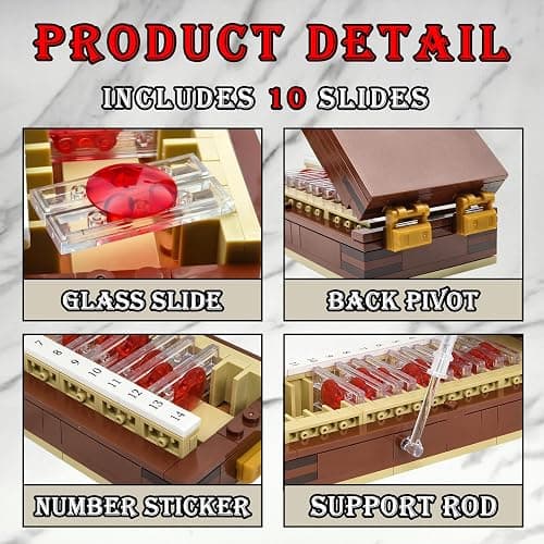 Crime Trophy Blood Slide Box Building Set, Compatible with Lego 630 Accessory, Openable Display Case with Numbered Slide Stickers, Gift-Ready Packaging for Crime Drama Fans, 202PCS thumbnail 5