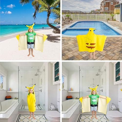 Pokemon Pikachu Bath and Beach Soft Cotton Terry Hooded Towel Wrap, 24" x 50", (Officially Licensed Product) by Franco thumbnail 6