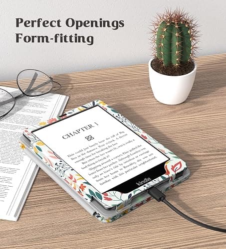 MoKo Case for 7"/6.8" Kindle Paperwhite(12th/11th Generation-2024/2021) and Kindle Colorsoft Signature Edition, Slim PU Shell Cover Case with Auto-Wake/Sleep for Kindle Paperwhite 2024, Flowers - Flowers thumbnail 8