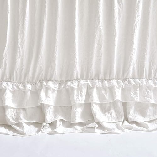 Lush Decor Ella Ruffle Lace Bedspread, 3 Piece Set, Queen, White - Cute Bed Set - Queen Bedding - White Bedding - Coquette Decor - Ruffle Trim - Lace Trim thumbnail 3