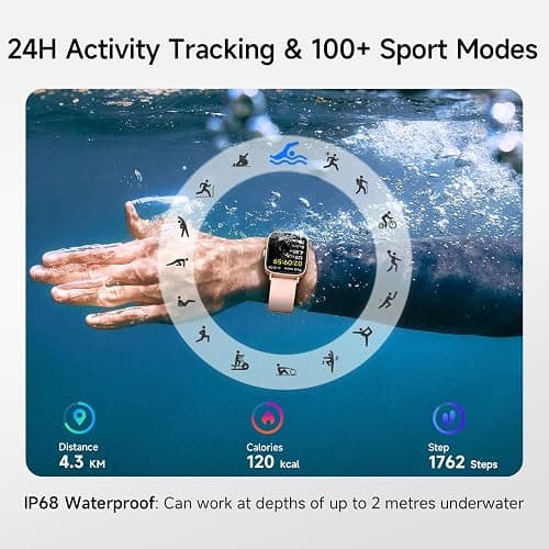 Smart Watch for Women, 1.85" HD Smartwatch Compatible iPhone/Samsung/Android (Answer/Make Calls), 100+ Sport Modes Fitness Tracker with Heart Rate/Sleep/SpO2 Monitor, IP68 Waterproof, with 2 Bands thumbnail 5