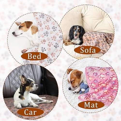 1 Pack 3 Blankets Super Soft Fluffy Premium Fleece Pet Blanket Flannel Paw Printed Throw for Dog Puppy Cat (Medium 30x20'', Beige, Grey, Navy) thumbnail 5