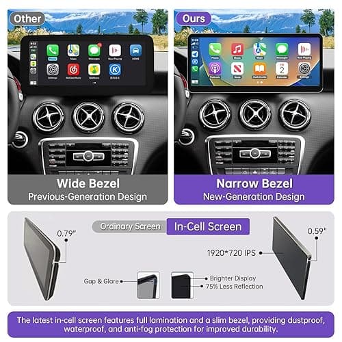 NINETOM 2025 Upgraded 12.3" Ultra-Narrow Touchscreen Wireless CarPlay Android Auto Receiver Compatible with Mercedes-Benz GLA/CLA/A/G -Class C117/X117/X156 (2013–2015), for NTG 4.5/4.7 System thumbnail 5