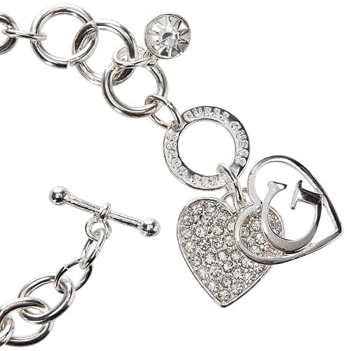 GUESS Toggle Chain Bracelet with Logo Heart Link Charm Bracelet thumbnail 2