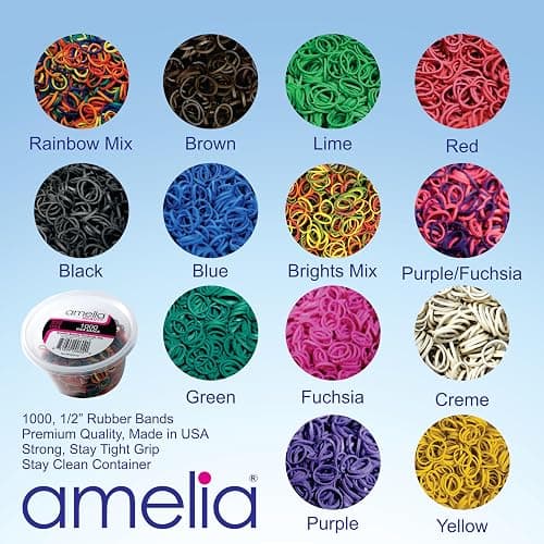 Amelia Beauty 1000 Count Small Rubber Bands for Hair – ½" Black- Made in USA - Recloseable Container - Mini Hair Elastics for Braids, Ponytails, Cornrows & Twists – Strong Hold Ponytail Holders thumbnail 8