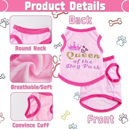 4 Pieces Chihuahua Clothes Dog Clothes for Small Dogs Girl Puppy Shirts for Yorkie Soft Cute Pattern Dog Shirt Pet Cat Clothing Pink (XX-Small) thumbnail 5