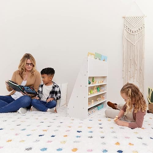 ECR4Kids Streamline Single-Sided Book Display with Storage, Classroom Bookshelf, White Wash - White Wash thumbnail 2