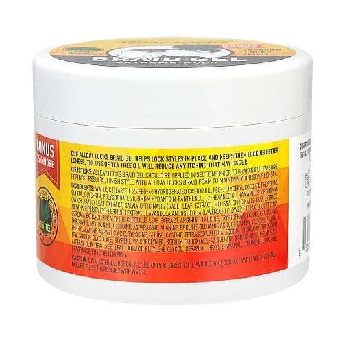 AllDay Locks Braid Gel Extreme Hold - Braiding Gel for Cornrows, Locks and Twisting, Moisturizing Edge Control for Women and Men, Natural Formula - 5 Oz thumbnail 3