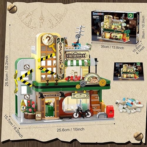 INSOON Detective Agency Building Set with LED Light, 1231PCS Detective House Building Block Toy with Clue Wall, Office Construction Model for Easter Mother's Day for Adults Teens Kids Boys Girls 10+ thumbnail 3