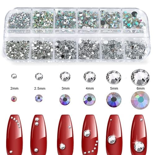 Canvalite 3348PCS Rhinestones Crystal AB Rhinestones for Nail with 5Pcs 3ml B7000 Jewelry Glue and Pick Up Tweezers and Nail Rhinestone Picker, Nail Art Tools,Stocking Stuffers Gifts for Women thumbnail 2