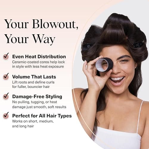 Kitsch Ceramic Thermal Hair Rollers for Women – Self Grip Hair Curlers for Heatless Curls Overnight - Volumizing Large Rollers for Short & Long Hair - For Long Lasting Frizz-Free Curls - Black, 8pcs thumbnail 3