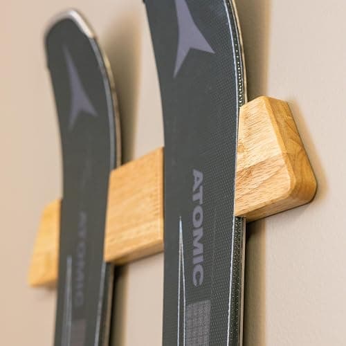 StoreYourBoard Horizontal Wood Ski Rack Wall Mount – Heavy Duty Ski Wall Mount Organizer, Space-Saving Ski Holders for Wall Display, Durable Skis Rack for Garage, Home or Cabin - Natural Wood (Medium) - Image 1