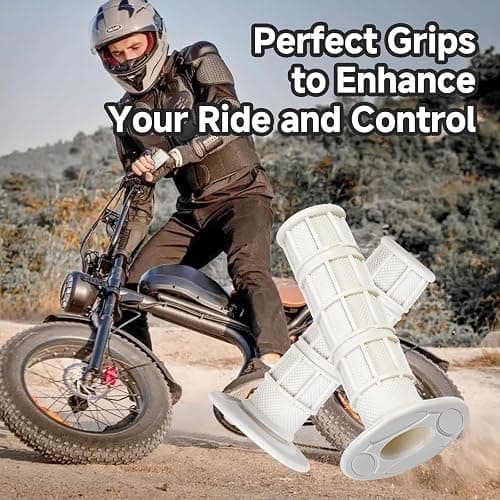 1 Pair Bike Handlebar Grips Compatible with Ridstar q20, 7/8" 22mm 24mm Motorcycle Hand Grips, Soft Rubber Motorcycle Grip, with Non-Slip Half Waffle, White Grip for Dirt Bike, Bicycle Accessories thumbnail 7