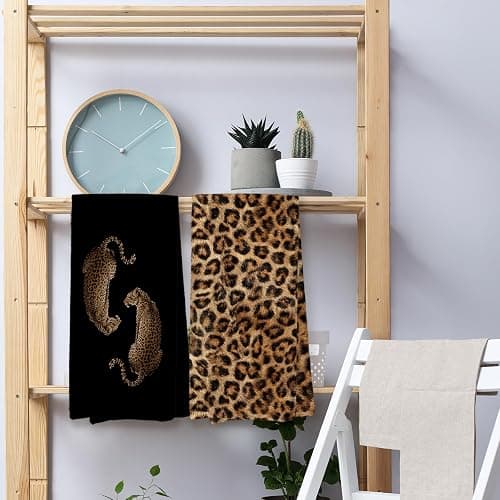 KTYHD Black Cheetah Leopard Kitchen Dish Towels Decor 16x24in Set of 2 | Cheetah Bathroom Decor, Retro Trendy Maximalist Wild Animal Hand Towels for Bathroom, Leopard Print Gifts for Women thumbnail 7