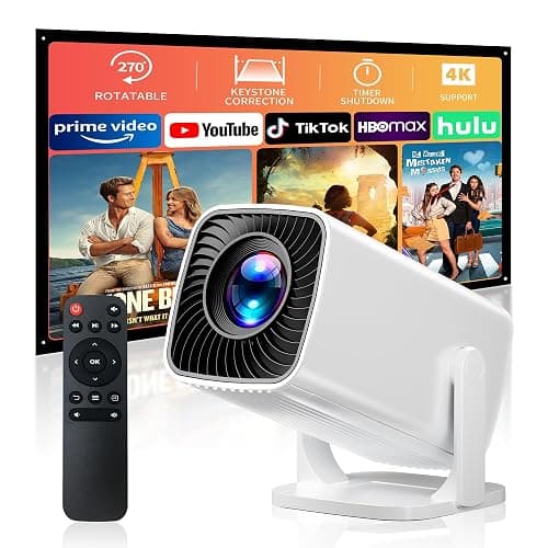 Mini Projector with 4K Support, Portable Projector with Electric Focus & Keystone, 270° Rotatable Stand, Short Throw Home & Outdoor Movie Projector Compatible with TV Stick, Phone & Laptop - Image 1