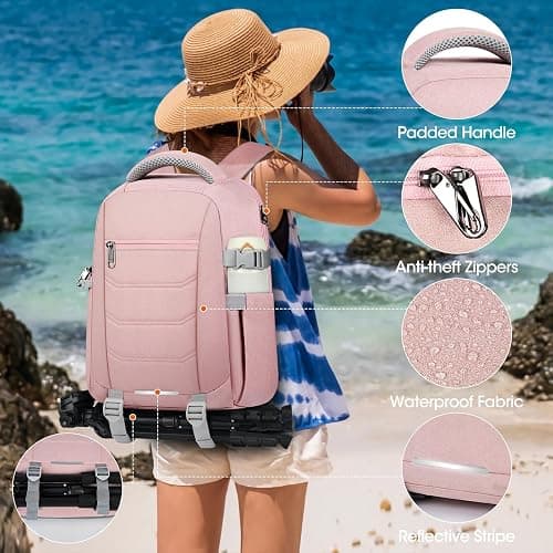 SDYSM Camera Bag Backpack Professional for DSLR SLR Mirrorless Camera Waterproof Laptop Back Pack 14 Inch with Rain Cover Anti Theft Travel Case Large Capacity Photography Backpack Pink thumbnail 6