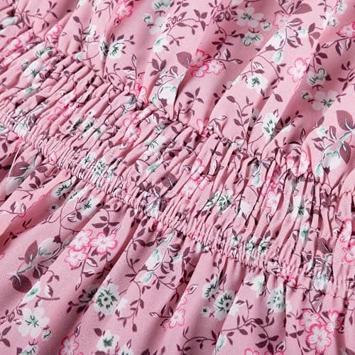 GRACE KARIN Girls Fall Dress Floral Long Sleeve Midi with Smocked Waist for Holiday Party 6-14Y thumbnail 9