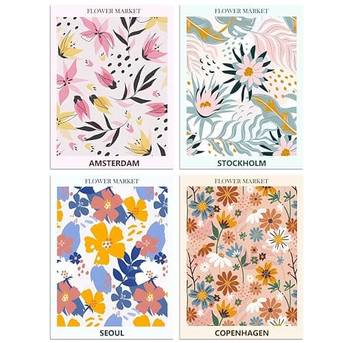 Lanzeyo Diamond Painting Kits for Adults Flower Diamond Art Kits for Beginners Diamond dot Kits Floral Wall Art DIY Adults Crafts 4PCS Gem Art (Flower) - Image 1