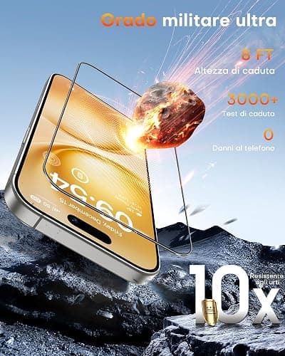 TOCOL Pellicola Vetro Temperato per iPhone 15 Pro con Pellicola Fotocamera, Rimozione Automatica Della Polvere, Senza Bolle, Anti-Impronte, Durezza 9H, Copertura Completa, Argento thumbnail 6