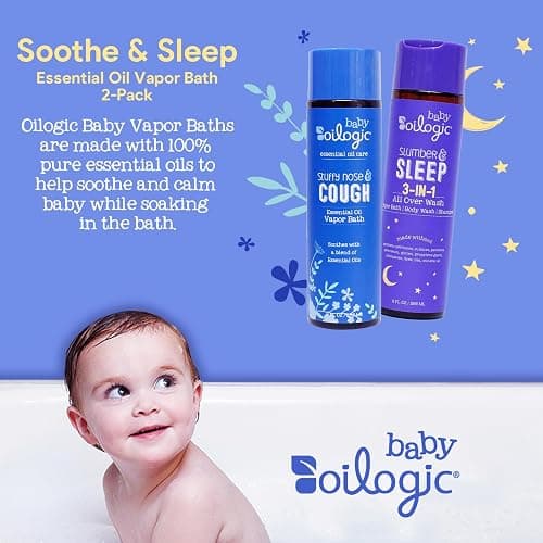 Oilogic Bath Baby Essentials (Slumber & Sleep, Stuffy Nose & Cough) - Gentle Baby All-Over Wash with Essential Oils to Soothe, Calm & Comfort - Pediatrician-Tested & Safe for Babies & Toddlers thumbnail 2