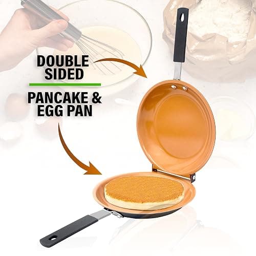 Gotham Steel Double Sided Pan, The Perfect Pancake Maker – Ceramic Nonstick Copper Easy to Flip Pancake Griddle for Fluffy Pancakes, Omelette Maker, Frittata Maker & More! Dishwasher Safe thumbnail 3