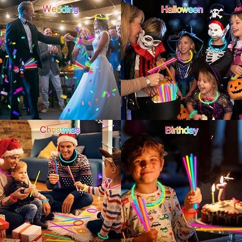 JICUICUI Glow Sticks Bulk Party Pack- Ultra Bright 800pk Glow in the Dark Party Favors, Easter Basket Stuffers Glow Sticks Party Supplies Glow Necklaces and Glow Bracelets with Connectors thumbnail 5